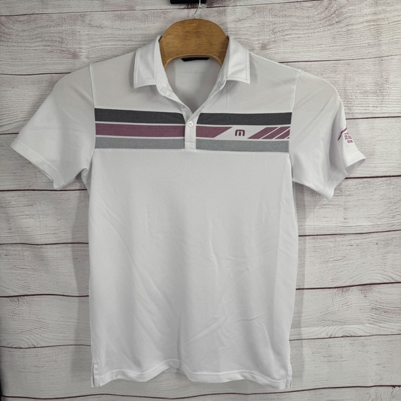 Travis Mathew Golf Polo Shirt‎ Medium Striped Athletic Performance Del Paso - Picture 2 of 10